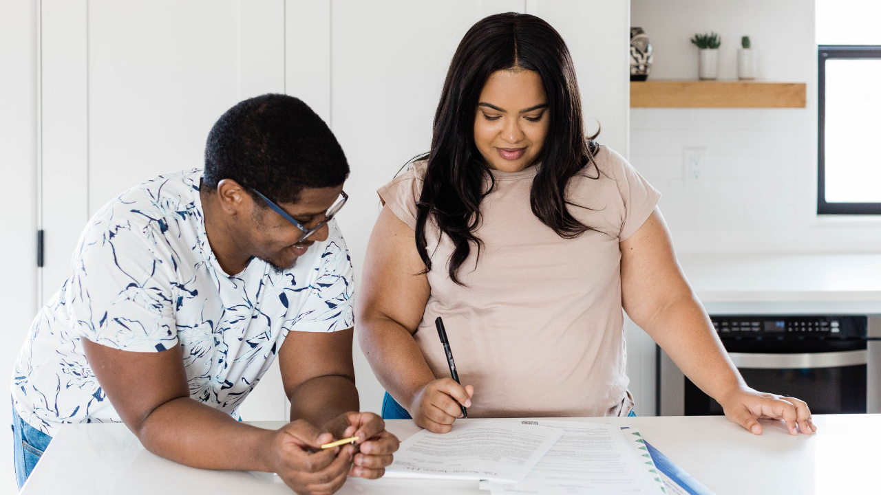 couple reviewing documents