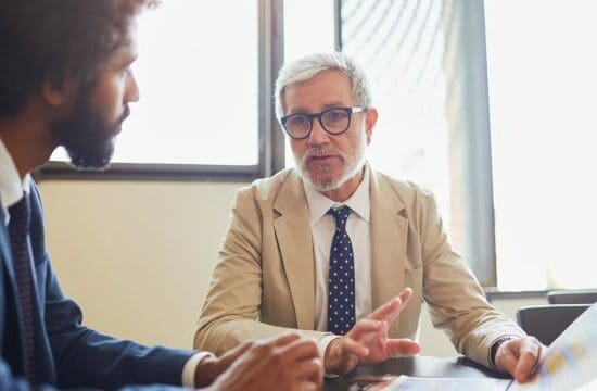 two men talking