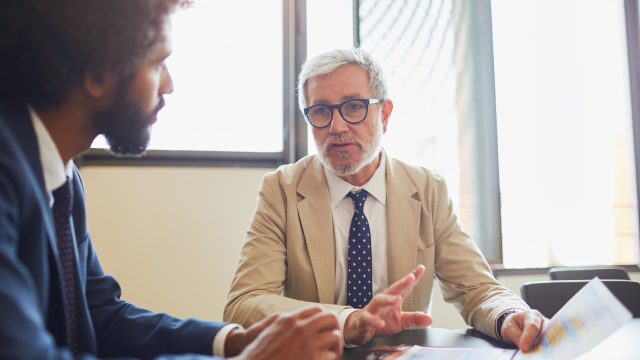 two men talking