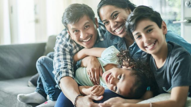 family on couch