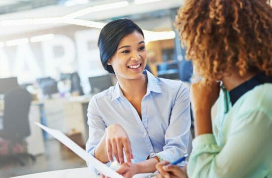 two ladies talking