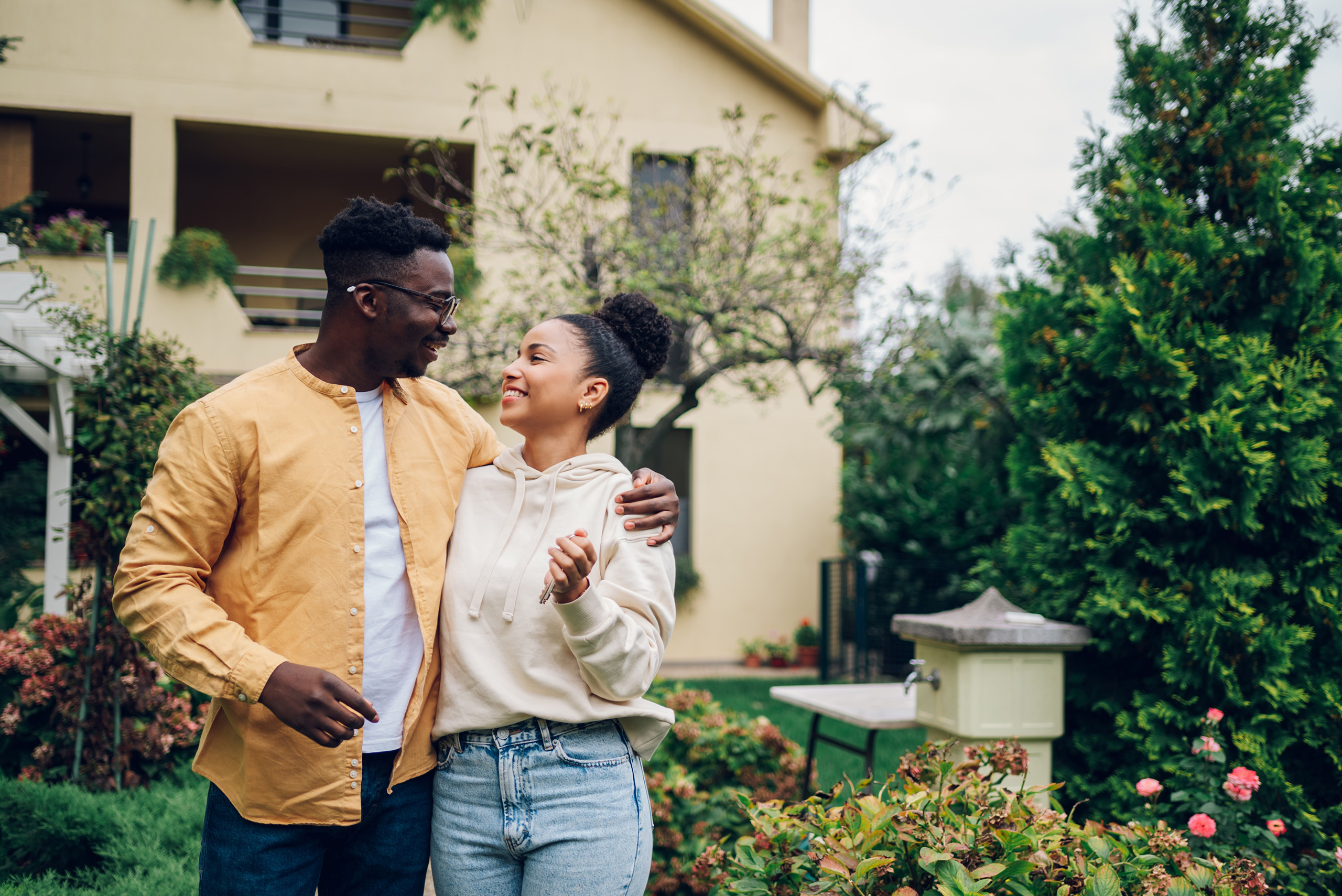 couple in backyard